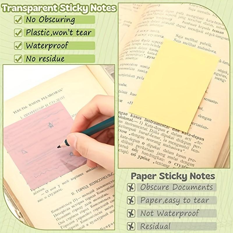 Pastel Clear Sticky Notes Translucent Labels 8 Colors
