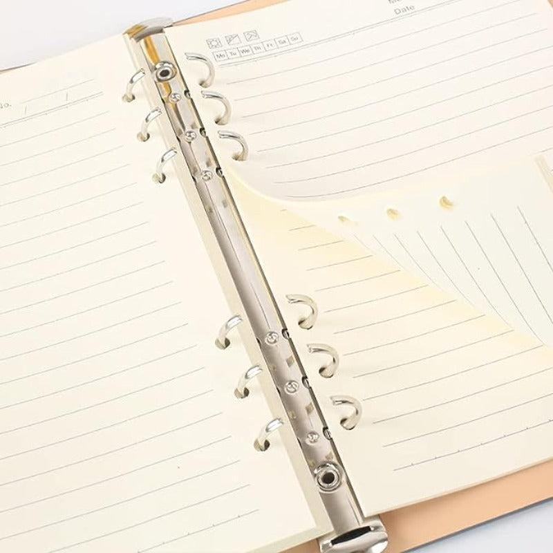 A5 PU Leather 6 Rings Binder Notebook 100 Sheets