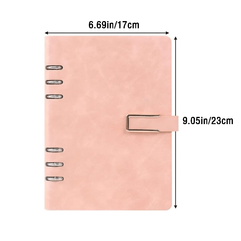 A5 PU Leather 6 Rings Binder Notebook 100 Sheets