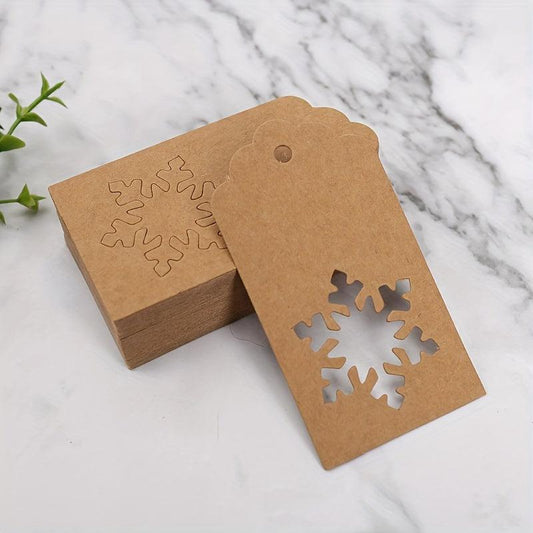 100pcs Christmas Snowflake Gift Label Cards Decoration Tags