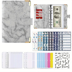 Marble Pattern Binder Hand Account Book Set With Corner Protector