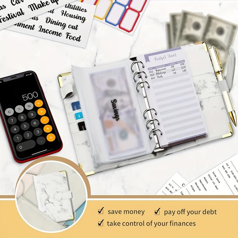 Marble Pattern Binder Hand Account Book Set With Corner Protector