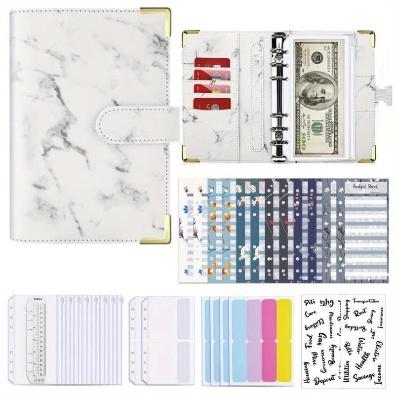 Marble Pattern Binder Hand Account Book Set With Corner Protector