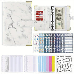 Marble Pattern Binder Hand Account Book Set With Corner Protector