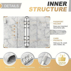 Marble Pattern Binder Hand Account Book Set With Corner Protector