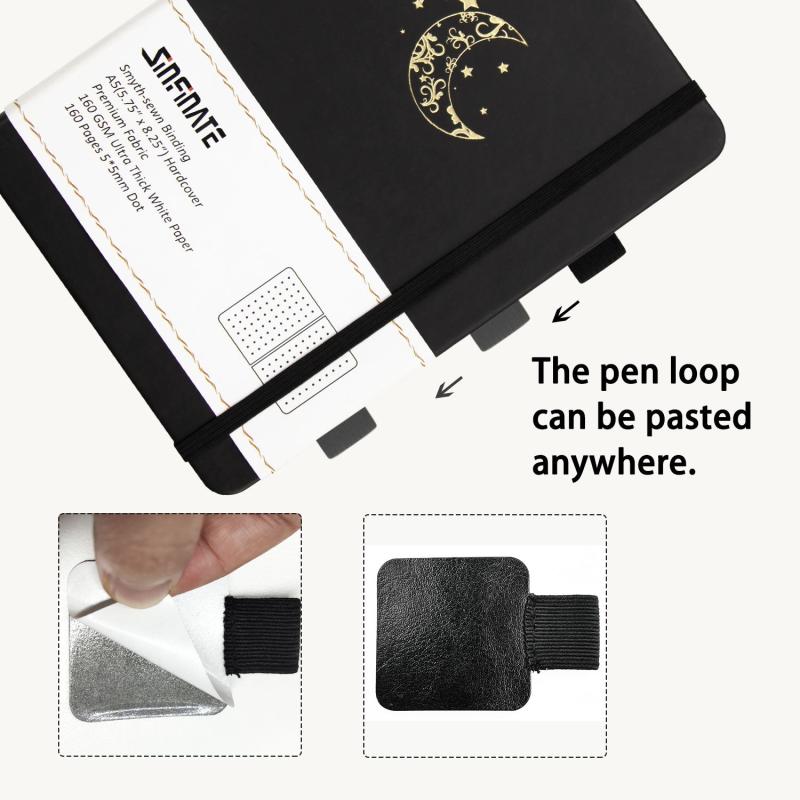 Dotted Journal Bullet Notebook Vegan Leather 160Gsm Thick Paper, Inner Pocket