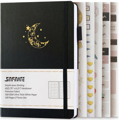 Dotted Journal Bullet Notebook Vegan Leather 160Gsm Thick Paper, Inner Pocket