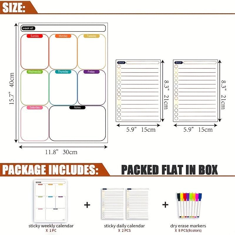 Reusable Dry Erase Weekly Planner Set - 3pcs