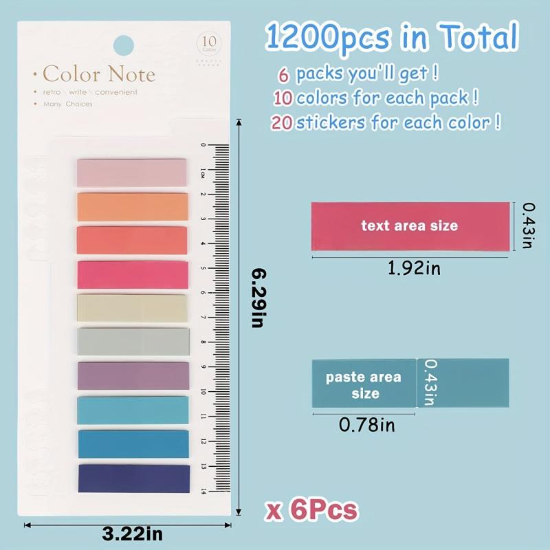 Colorful Sticky Tabs for Book Annotation, 1200pcs