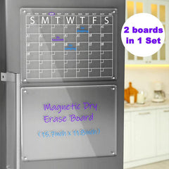 Acrylic Magnetic Dry Erase Board And Calendar For Fridge Set Of 2