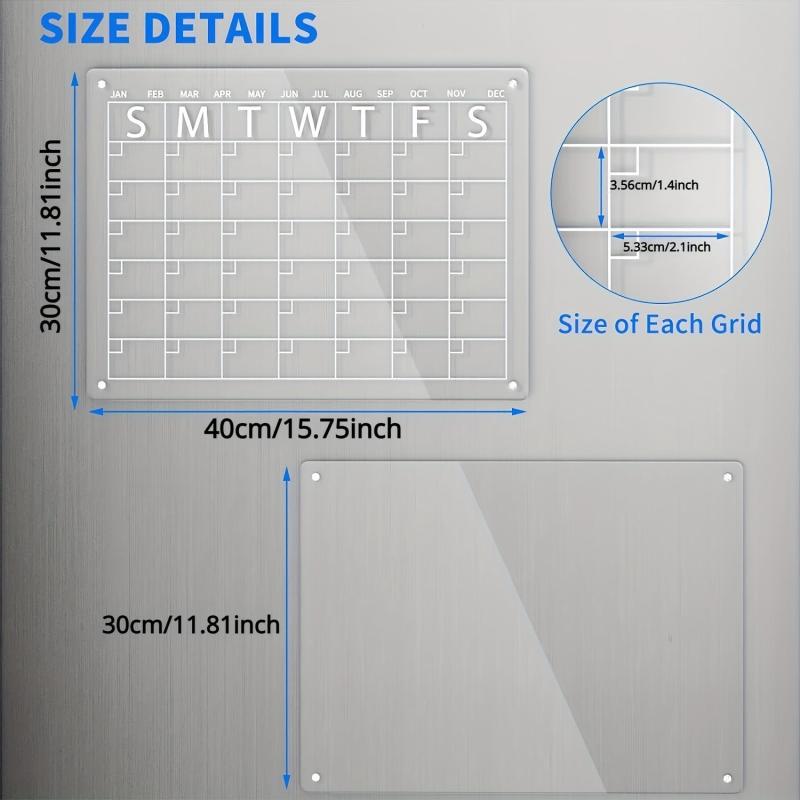 Acrylic Magnetic Dry Erase Board And Calendar For Fridge Set Of 2
