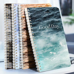 4pcs A5 Spiral Notebook Sea Wave Pattern 240 Sheets