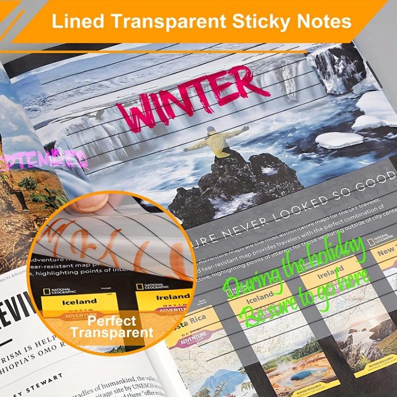 4 Transparent Sticky Note Pads Self Adhesive School Office Supplies