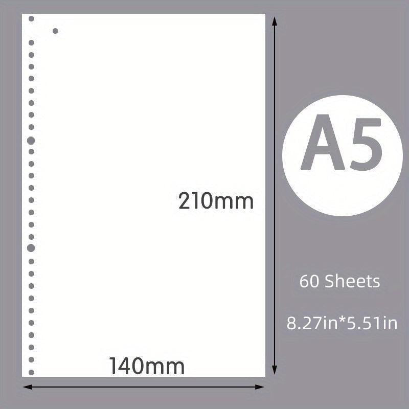 60pcs Loose Leaf Paper Refill A5 B5 Replacement Core
