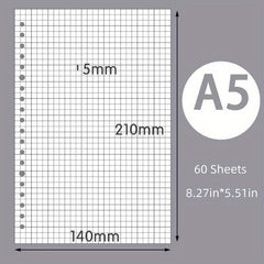 60pcs Loose Leaf Paper Refill A5 B5 Replacement Core