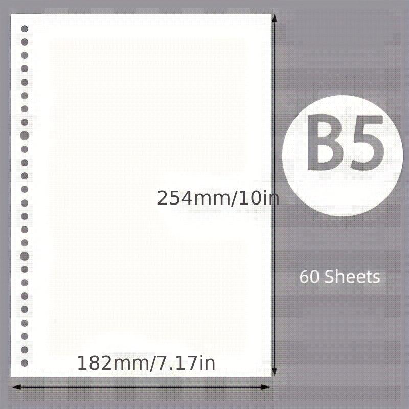 60pcs Loose Leaf Paper Refill A5 B5 Replacement Core