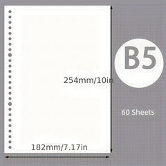 60pcs Loose Leaf Paper Refill A5 B5 Replacement Core