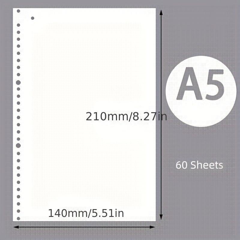 60pcs Loose Leaf Paper Refill A5 B5 Replacement Core