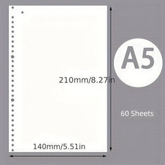 60pcs Loose Leaf Paper Refill A5 B5 Replacement Core