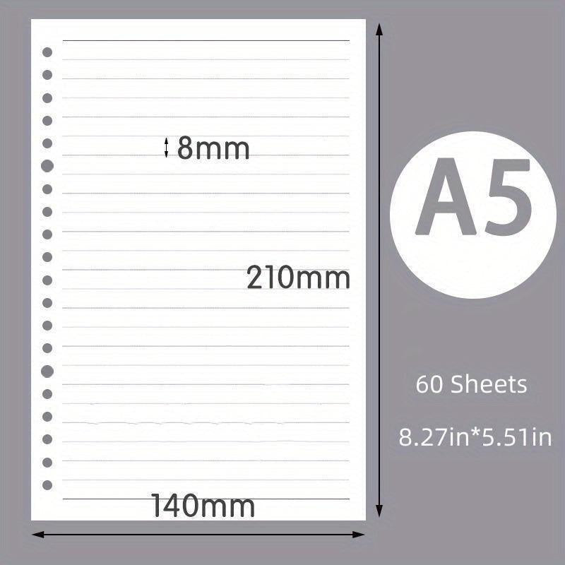 60pcs Loose Leaf Paper Refill A5 B5 Replacement Core