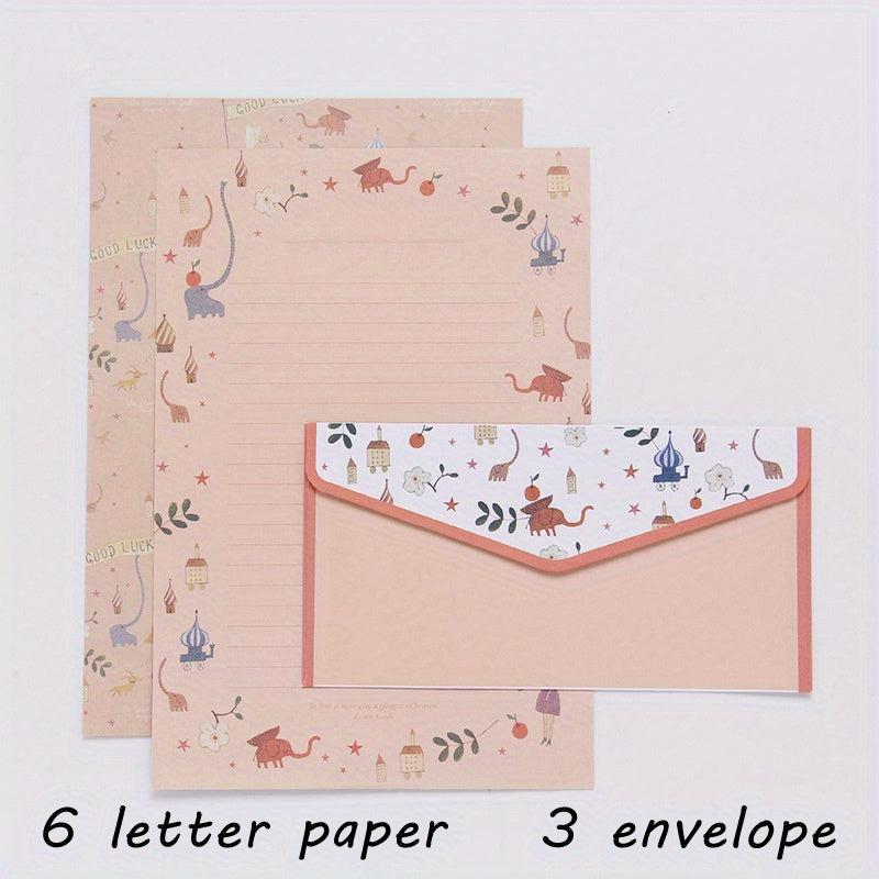 Stationery Paper Set 9 Piece Set - 6 Lined Sheets & 3 Envelopes