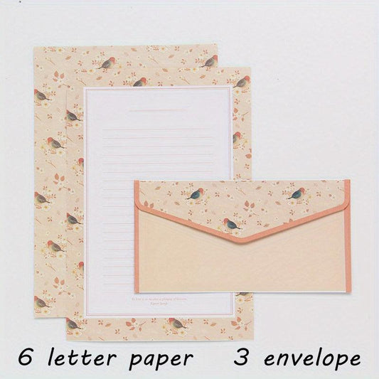 Stationery Paper Set 9 Piece Set - 6 Lined Sheets & 3 Envelopes