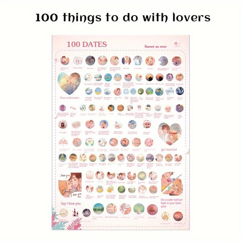 100 Dating Things For Couple Scratching Poster Random Event Romantic Dating Gift