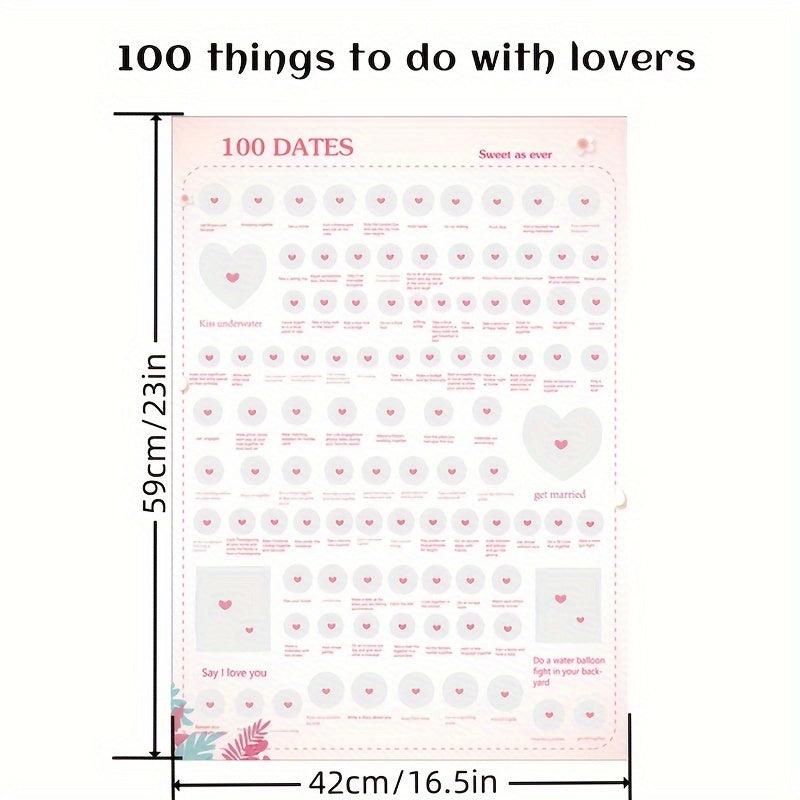 100 Dating Things For Couple Scratching Poster Random Event Romantic Dating Gift