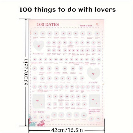 100 Dating Things For Couple Scratching Poster Random Event Romantic Dating Gift