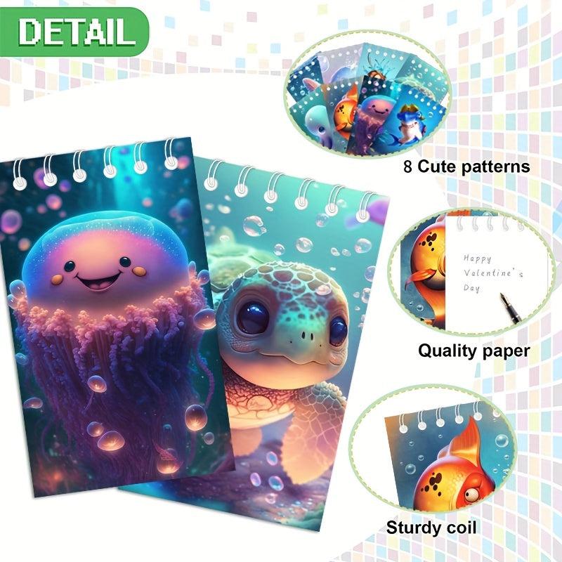 8pcs Mini Sea Animal Notebooks Ocean Party Favors