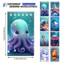 8pcs Mini Sea Animal Notebooks Ocean Party Favors
