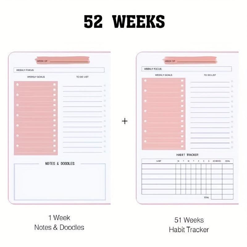 Spiral A5 Daily Weekly Planner Agenda - 52 Sheets