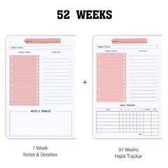 Spiral A5 Daily Weekly Planner Agenda - 52 Sheets