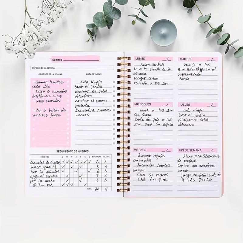 Spiral A5 Daily Weekly Planner Agenda - 52 Sheets