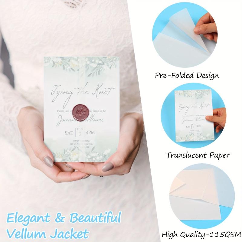 90pcs Vellum Jackets 5x7 Invitations Translucent Paper Envelope Liners
