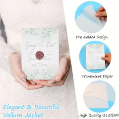 90pcs Vellum Jackets 5x7 Invitations Translucent Paper Envelope Liners