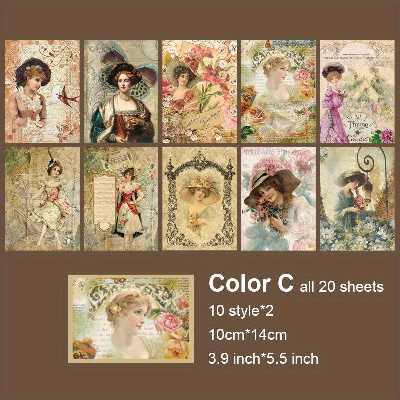 20 Sheets Vintage Scrapbook Paper for DIY Scrapbooking Journaling