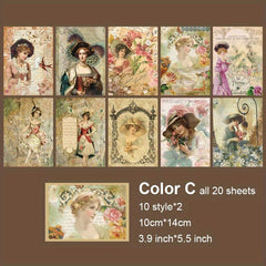 20 Sheets Vintage Scrapbook Paper for DIY Scrapbooking Journaling