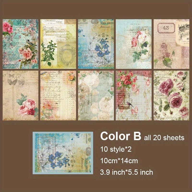 20 Sheets Vintage Scrapbook Paper for DIY Scrapbooking Journaling