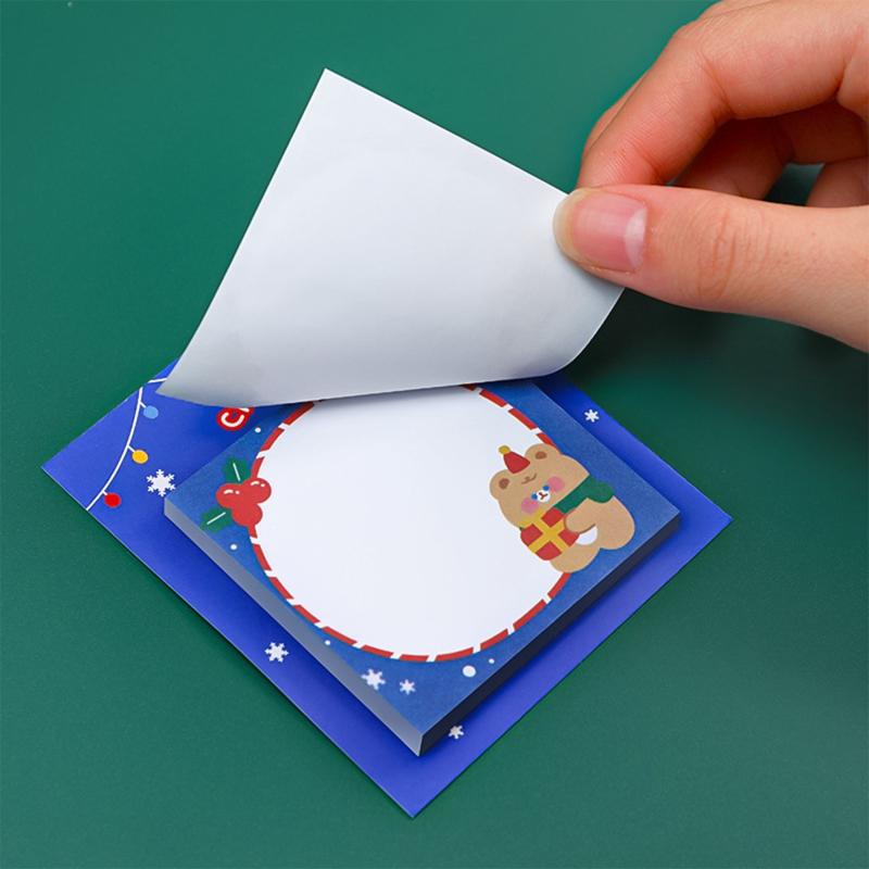 4pcs Christmas Cartoon Bear Deer Sticky Notes 30 Pages