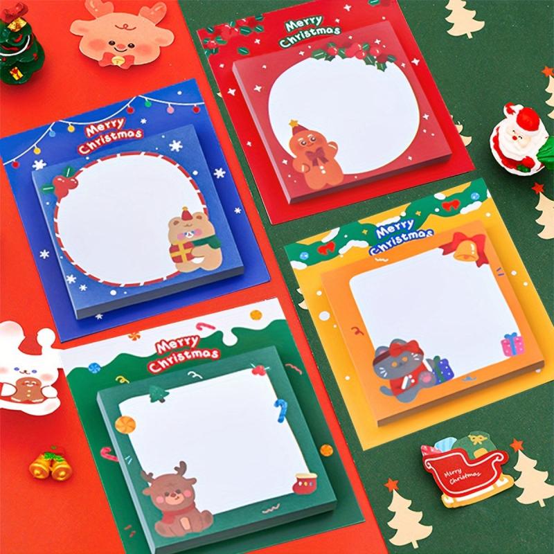 4pcs Christmas Cartoon Bear Deer Sticky Notes 30 Pages