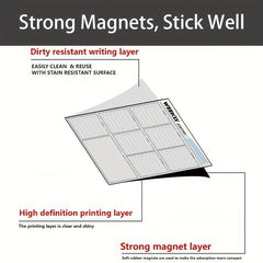 Magnetic Dry Erase Weekly Calendar Whiteboard For Fridge with Markers