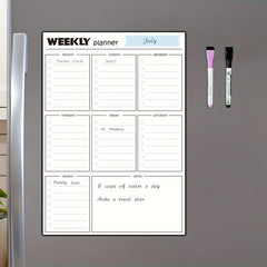 Magnetic Dry Erase Weekly Calendar Whiteboard For Fridge with Markers