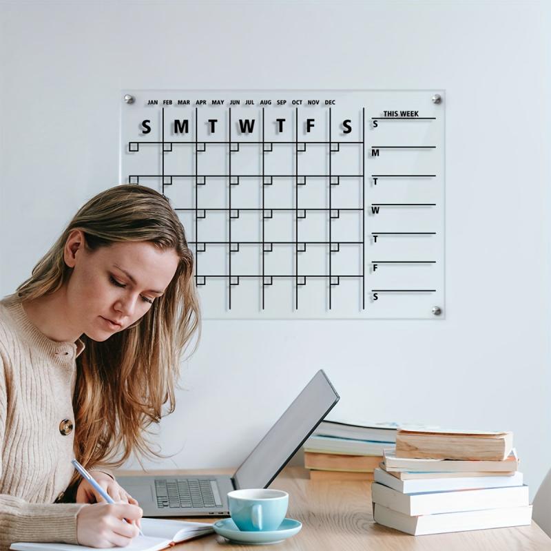 3D Acrylic Monthly Plan Memo Board with Erasable Surface