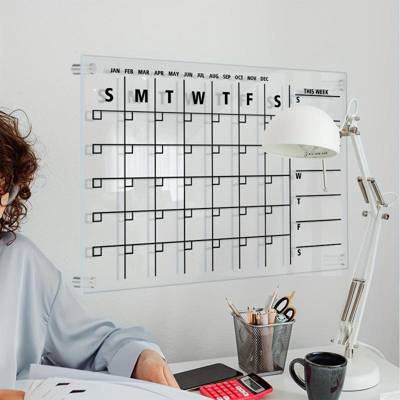 3D Acrylic Monthly Plan Memo Board with Erasable Surface
