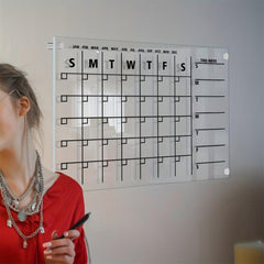 3D Acrylic Monthly Plan Memo Board with Erasable Surface