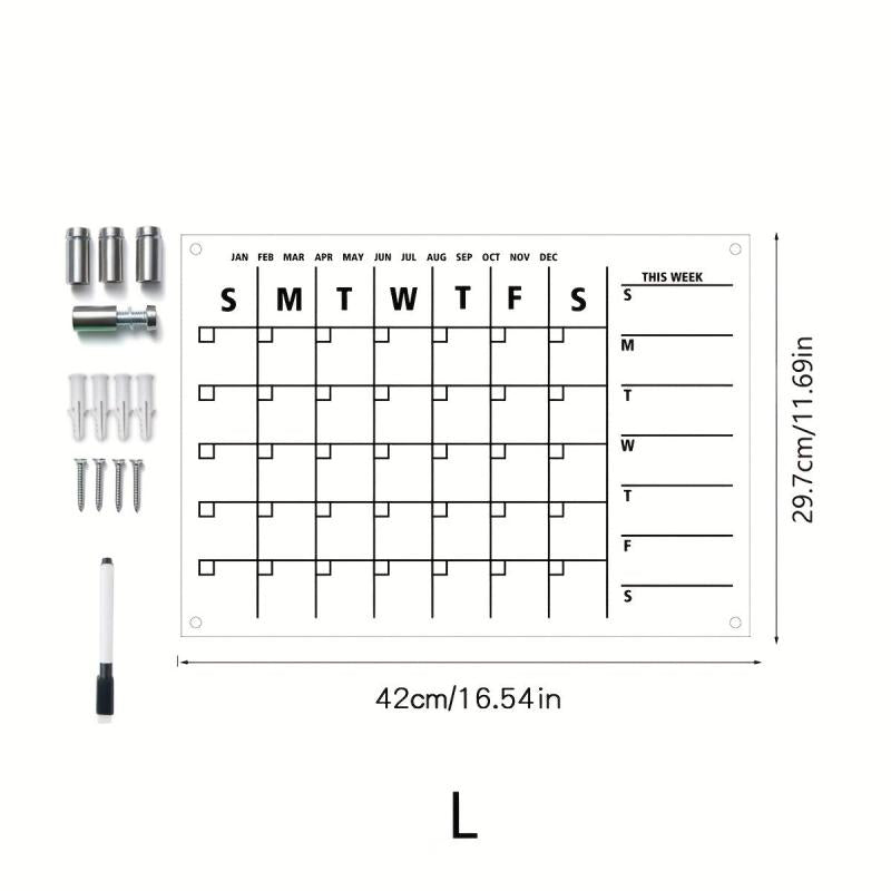 3D Acrylic Monthly Plan Memo Board with Erasable Surface