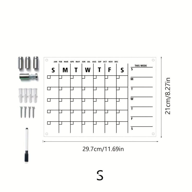 3D Acrylic Monthly Plan Memo Board with Erasable Surface