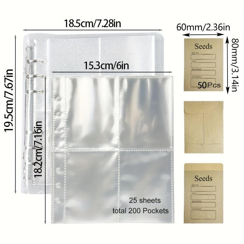 Seed Storage Organizer Bag + 50 Resealable Seed Envelopes