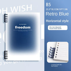 160 Pages Vintage Gradual Change Ring Binder Removable Notebook